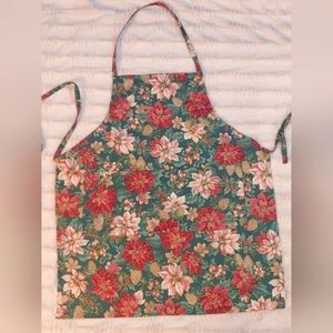 Handmade Christmas Pointsetta Apron with Pockets